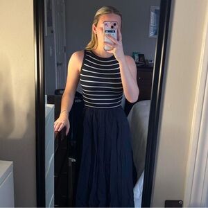 Striped Black and White Long Sleeve Dress